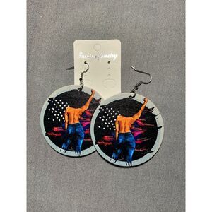 Large African American Women Wood‎ Earrings